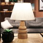 Opviq Lámpara de mesa AYD-3562 con cuerpo de madera y pantalla crema